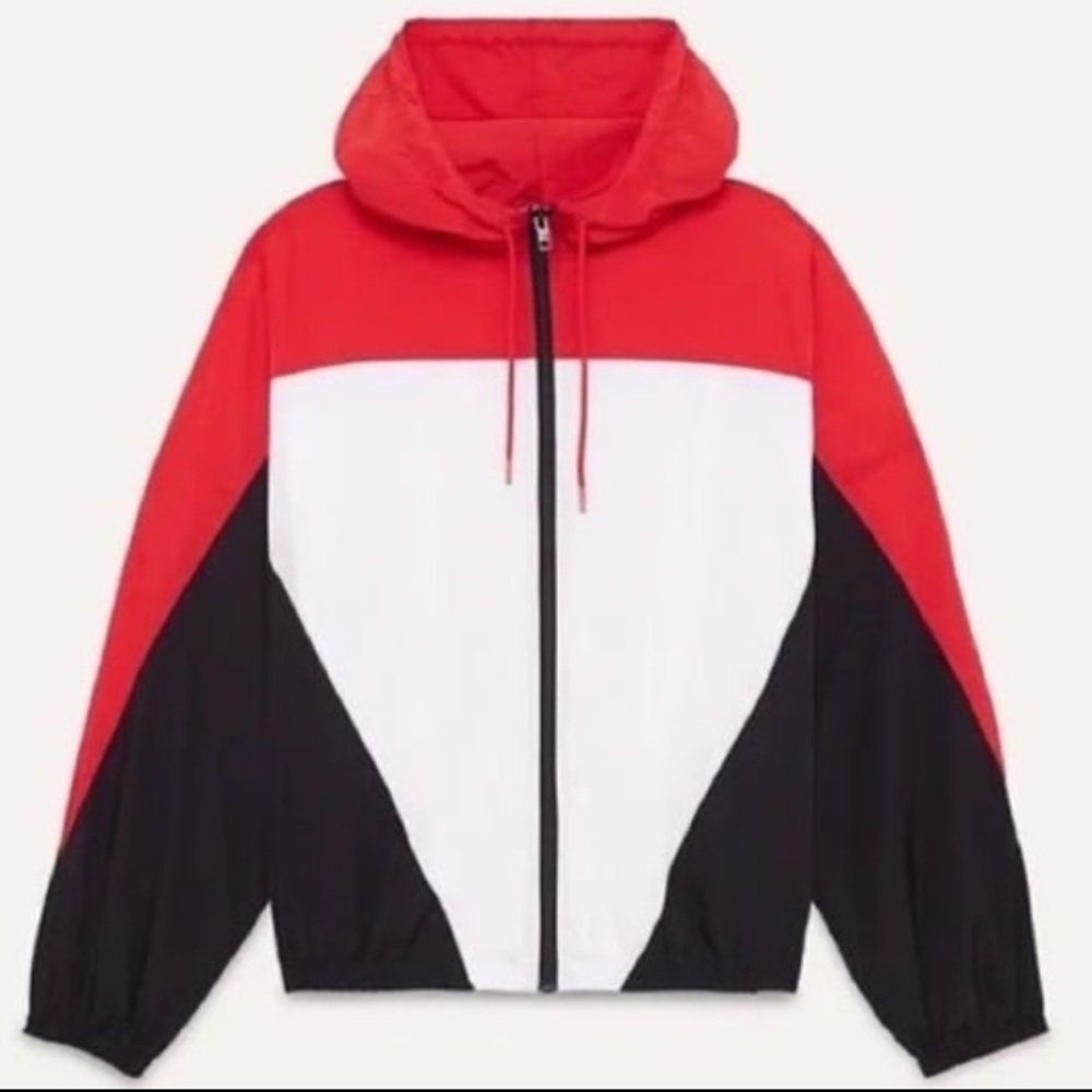 Aritzia TNA cherry and black windbreaker